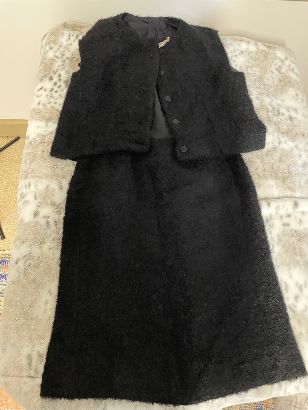 Women's Black 1955 to 1963 Midi Dress Set with Button Vest